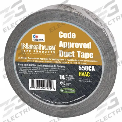 NASHUA Duct Tape: Heavy Duty, Silver, 1 7/8 in Wd, 60 yd Lg, 14 mil Thick, 558 - General Purpose Duct Tape