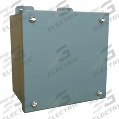 HAMMOND Electrical Enclosure: Steel, 6 in x 6 in x 4 in, NEMA 12/13, w/Panel, Solid Cover, Screw On (MPN 1414SCE). Key specifications — Brand: HAMMOND; Closure Method: Screws; Knockouts: Not Included.