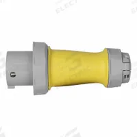 LEVITON Pin and Sleeve Plug: Yellow, 120/208V AC, Three Phase, 100 A, 4 Pole, 5 Wire, IEC Grounding (MPN M5100P9WLEV). Key specifications — Brand: LEVITON.