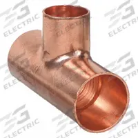 NIBCO Sweat Fitting Tee: 1 1/2 in CTS x 1 1/2 in CTS x 3/4 in CTS, Cup x Cup x Cup, Wrot Copper (MPN C611-11/2x11/2x3/4)