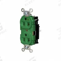 HUBBELL Receptacle: Hospital Grade, Duplex, 5-20R, Green, 125V AC, 20 A, 2 Pole / 3 Wire (MPN HBL8300STGN)