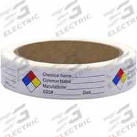 ROLL PRODUCTS GHS Label: 2 1/2 in Wd, 3/4 in Ht, Paper, 250 PK (MPN 141539). Key specifications — Material: Paper.