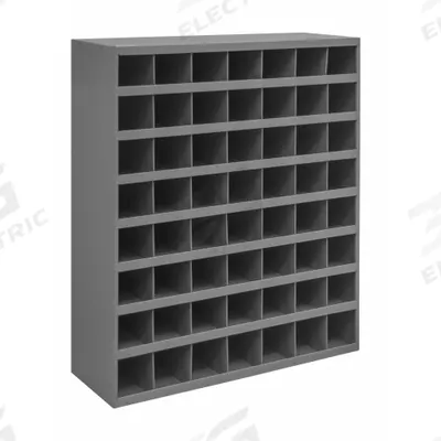 DURHAM MFG Pigeonhole Bin Unit: 34 in x 12 in x 42 in, 56 Compartments, Gray, Steel - Lipped Fixed-Size Compartmented Shelving