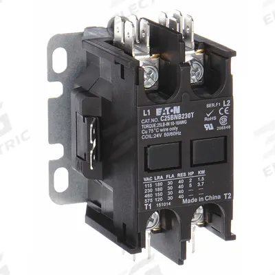 EATON Definite Purpose Magnetic Contactor: 2 Poles, 208-240V AC, 20 A - Non-Reversing Definite Purpose Contactors