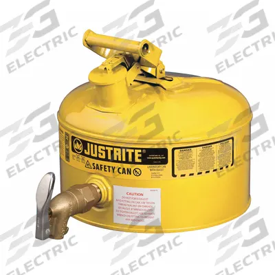 JUSTRITE Type I Safety Can: For Use With Diesel, 2 1/2 gal Capacity, Powder Coated Steel - Diesel Safety Cans