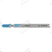 BOSCH Jigsaw Blade: 30, 3 5/8 in Blade Lg, Bi-Metal, Bi-Metal, T Shank, 1 Pieces, Thin Metal, 3 PK (MPN T121GF3). Key specifications — attr1097716: Thin Metal; attr1097715: Bi-Metal; attr1097719: 30; attr1097721: Bi-Metal; attr1097728: BOSCH.