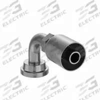 PARKER Hydraulic Crimp Fitting: Steel x Steel, 90° Elbow, -10 For Hose Dash Size, Male x Genderless (MPN 11943-12-10). Key specifications — Fitting Gender: Male x Genderless; Fitting Connection Type: Flange x Crimp; Thread Size: 0.511"-27; For Hose Dash Size: -10; Brand: PARKER.