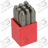 APPROVED VENDOR Hand Stamp Kit: 0 thru 9 (6 doubles as 9), 3/16 in Character Ht, 2 11/16 in Shank Lg (MPN 3W699). Key specifications — Material: Steel; Brand: APPROVED VENDOR; Characters Included: 0 thru 9 (6 doubles as 9).