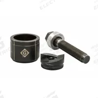 GREENLEE Knockout Punch Set: 10 ga Sheet Metal Capacity (Steel), 1 45/64 in Nominal Size, Round (MPN K2BB-1-1/4). Key specifications — attr63418: K2BB-1-1/4; attr63421: GREENLEE; attr63425: Yes; attr63427: Ratchet (1 in); attr63430: Copper.