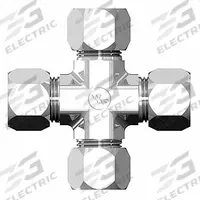 WEATHERHEAD Compression Cross Fitting: 1/4 in OD x 1/4 in OD x 1/4 in OD x 1/4 in OD Size, Steel (MPN 7955X04X04X04X04). Key specifications — Brand: WEATHERHEAD; Series: 7000 Series Ermeto.
