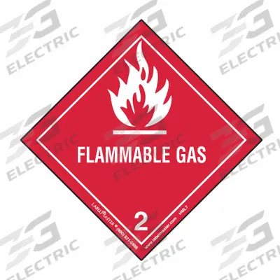 LABELMASTER Container Label: Flammable Gas, 3 15/16 in x 3 15/16 in, 3 15/16 in Label Ht - Class 2: Gases