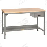 LITTLE GIANT Workbench: Fixed Ht, Butcher Block, 60 in x 30 in, 3,000 lb Overall Load Capacity, Gray (MPN WSJ2-3060-36-DR). Key specifications — Included Components: Drawer; Brand: LITTLE GIANT.