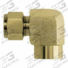 BRENNAN INDUSTRIES Compression Fitting Elbow: 1/2 in OD x 1/4 in Pipe Size, Tube x FNPT, Brass (MPN N2502-08-04-B). Key specifications — Compatible Fitting Brands: Tylok CBC-Lok; Brand: BRENNAN INDUSTRIES; Series: N2502.