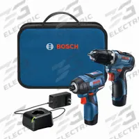 BOSCH Cordless Tool Combination Kit: 2 Tools, Drill/Impact Driver, 12 V DC Volt, Battery Included (MPN GXL12V-220B22). Key specifications — attr1176460: Drill.