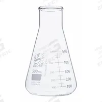 GLOBE SCIENTIFIC Erlenmeyer Flask: 500 mL, Colorless, Conical, A, 10 Compatible with Stopper Size (MPN 8410500). Key specifications — Shape: Conical; Body Color: Colorless; Brand: GLOBE SCIENTIFIC; Compatible with Stopper Size: 10; USP Specification: Type I.