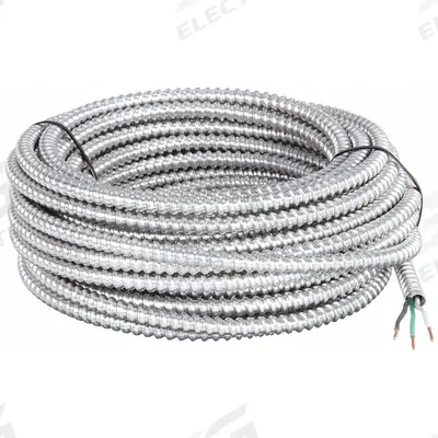 SOUTHWIRE Metal Clad Armored Cable: 12 AWG, 2 Conductors, Copper, 25 ft, Aluminum - Standard Metal-Clad Cables