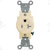LEVITON Receptacle: Single, 5-20, Ivory, 125V AC, 20 A, 2 Pole / 3 Wire (MPN T5020-I)