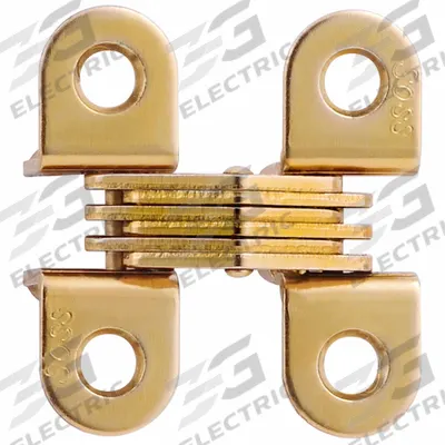 SOSS Concealed Hinge: Brass, 1 1/2 in Leaf Ht, 1/2 in Leaf Wd - Full Mortise-Mount Concealed Hinges