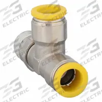 PARKER Push-Fit Tee Fitting: 12 mm OD x 12 mm OD x 3/8 in Pipe Size, Brass, 29 5/32 mm Overall Lg (MPN W171PLP-12M-6R). Key specifications — Brand: PARKER; Thread Size A: 3/8".