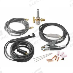 ESAB TIG Torch Kit: Air-Cooled, 12 1/2 ft (MPN 10-4080). Key specifications — Brand: ESAB; Manufacturer Part Number: 10-4080; Neck Type: Rigid; Gas Valve (Table): With.