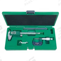 INSIZE Precision Measuring Tool Kit: 3 Pieces, Digital Caliper, Mechanical Outside Micrometer (MPN 5003-1E). Key specifications — attr1182219: INSIZE; attr1182229: Digital Caliper; attr1182230: 0 in to 6 in; attr1182232: 0 in to 1 in; attr1182234: No; attr1182252: 1 in; attr1182254: 0 in; attr1182258: (1) Outside Micrometer.