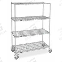 APPROVED VENDOR Wire Shelving Unit: 48 in x 24 in x 80 in, Dry, Split Sleeve, 4 Shelves, (4) Swivel (MPN SS-2448-74LZF). Key specifications — attr15738: Silver; attr15739: (4) Posts with Levelers; attr14157: Zinc-Plated; attr14150: Dry; attr14159: Round; attr5304: 4; attr14155: (4) Swivel; attr14158: Steel.