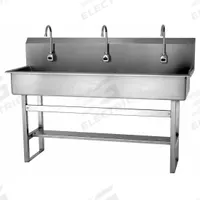 SANI-LAV Wash Station: 45 in Overall Ht, 57 in Bowl Lg, 8 in Bowl Dp, 2 gpm Flow Rate, Sensor, 16 ga (MPN 56FAL). Key specifications — Includes Side Splash: Side Splash Not Included; Power Source: AC Powered; Brand: SANI-LAV.