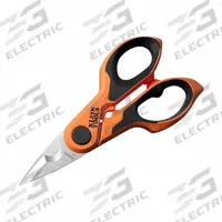 KLEIN TOOLS Scissors: Ambidextrous, 6 1/2 in Overall Lg, Serrated, Stainless Steel, Pointed (MPN 2100FO). Key specifications — attr308500: Stainless Steel; attr308502: Orange/Black; attr308505: Ambidextrous; attr308522: Wire; attr324896: KLEIN TOOLS.