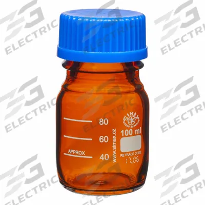 UNITED SCIENTIFIC SUPPLIES Media/Storage Bottle: 100 mL, Cap, GL-45, 105 mm, Amber - Glass Lab Media Bottles