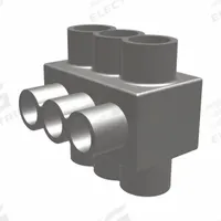 BURNDY Multitap Connector: 4 Port, Double-Sided Entry, 10 AWG – 250 kcmil Wire Size, Black (MPN 1PLD2504). Key specifications — Body Material: Aluminum; Brand: BURNDY.