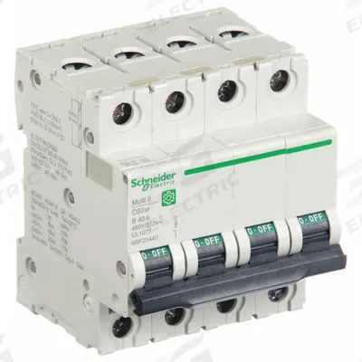 SCHNEIDER Supplementary Protector: 40 A Amps, 10kA at 240V AC, Screw Clamp - B-Curve, 4-Pole UL1077 DIN Rail-Mount Supplementary Protectors