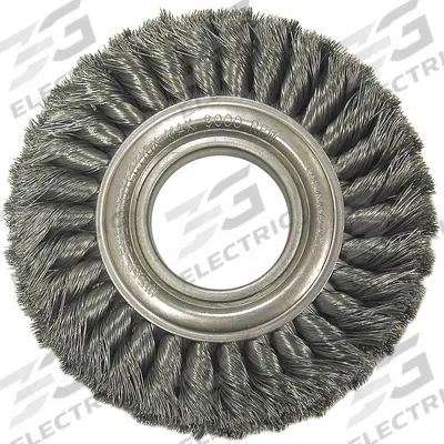 WEILER Double-Row Wire Wheel Brush: Twisted Steel, 8 in Dia x 1 1/8 in Wd, 2 in Arbor - Wide-Face Heavy-Cleaning Brushes for Contoured Carbon Steel Surfaces