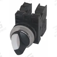 EATON Selector Switch: 22 mm Panel Mounting Size, 3 Positions, Short Lever, 2NO, Metallic (MPN M22M-WRK3-K22-GR1). Key specifications — AC Contact Rating: 6 A @ 230 V; Action: Maintained/Maintained/Maintained; Cam: No Cam Required; DC Contact Rating: 3 A @ 24 V; Hazardous Location Specification: Not Rated; Operator Head Material: Metal; Operator Head Type: Short-Handled Knob; Operator Illumination: Non-Illuminated.