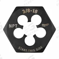 MILWAUKEE Hex Threading Die: 3/8"-18 NPT, 2 11/64 in Hex Wd, Black Oxide Carbon Steel (MPN 49-57-5392)