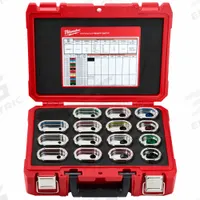 MILWAUKEE Upper and Lower Crimping Die Set: 6 AWG to 750 kcmil Copper, U Style Dies, 15 Sizes (MPN 49-12-KITC). Key specifications — attr511073: U Style Dies; attr511072: Electrical Wire and Cable Crimping; attr473934: MILWAUKEE; attr511065: M18™ FORCE LOGIC™; attr511069: Red; attr542116: 6 AWG to 750 kcmil Copper; attr511067: 2779-22.