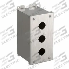 HAMMOND Push Button Enclosure: 30mm, 3 Holes, 304 Stainless Steel, NEMA 4/4X (MPN 1437SSC). Key specifications — attr211299: HAMMOND; attr1043605: Washdown-Corrosion-Resistant.