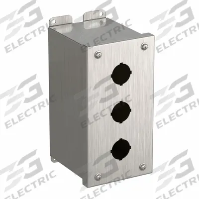 HAMMOND Push Button Enclosure: 30mm, 3 Holes, 304 Stainless Steel - Enclosures for 30mm Operators