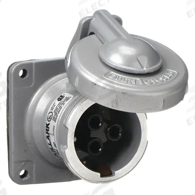 HUBBELL Pin and Sleeve Receptacle: Gray, 250V DC/600V AC, Three Phase, 30 A, 3 Pole - Watertight Receptacles