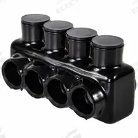 POLARIS Multitap Connector: 4 Port, Single-Sided Entry, 6 AWG – 250 kcmil Wire Size, Black (MPN IPL250-4B). Key specifications — Body Material: Aluminum; Brand: POLARIS.