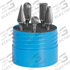 SGS PRO Carbide Bur Set: 1/4" Shank, Double Cut, 1/2" Head Dia, 5 pc (MPN 18262). Key specifications — Trade Number: SM-5; Brand: SGS PRO.