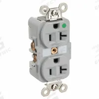HUBBELL Receptacle: Hospital Grade Fed. Spec., Duplex, 5-20R, Gray, 125V AC, 20 A, 2 Pole / 3 Wire (MPN HBL8300GY)