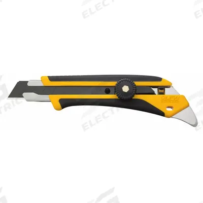 OLFA Utility Knife: 6 1/2 in Overall Lg, Rubberized, 8 Segments, 0 Blades Stored - 18mm Blade Snap-Off Knives