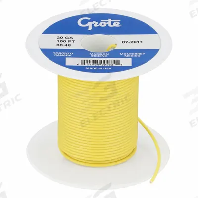 BATTERY DOCTOR Primary Automotive Wire: GPT, 100 ft, 1 Conductor, 20 AWG, Yellow - PVC-Insulated General Purpose Primary Wires