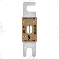 BUSSMANN Forklift Limiter Fuse: ANL Series, Bolt-On, Fast-Acting, 35 A, 80 V DC, Indicating, AC/DC (MPN ANL-35). Key specifications — Brand: BUSSMANN; Series: ANL; Equivalent Fuse Series: ANL & CNL.