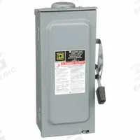 SQUARE D Safety Switch: Fusible, 60 A, Single Phase, 240V AC, Galvanized Steel, Indoor/Outdoor (MPN D222NRB). Key specifications — Brand: SQUARE D.