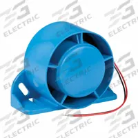 GROTE Vehicle Backup Alarm: Selectable, Tonal, 112 dB Max Sound Level, 12-24V DC, 2 13/16 in Lg (MPN 73070). Key specifications — Alarm Tone Type: Tonal; Mount Type: Grommet; Connector Type: Blunt Cut; Brand: GROTE; SAE Type Rating: Type A; Operating Voltage: 12-24V DC.