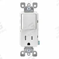 Combination Switch/Outlet: Rocker Switch, 5-15R, White, 120V AC, 15 A (MPN 5625-W). Key specifications — Brand: LEVITON.