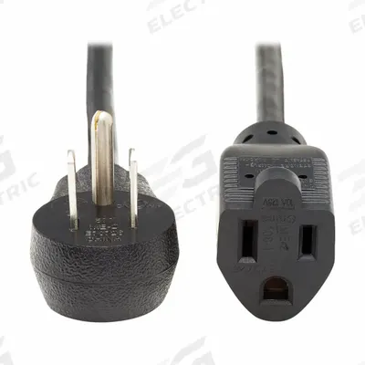EATON TRIPP LITE Power Cord: 1 ft Lg, 3/16, 5-15P Plug, 5-15R Receptacle, SJT, PVC - Electronic Equipment Power Cords