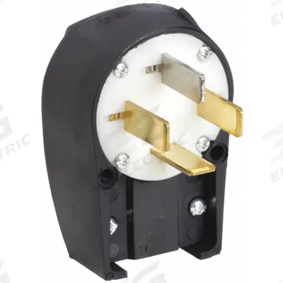 BRYANT Straight Blade Plug: 18-60P, 120/208V AC, 60 A, 4 Pole, 4 Blade, Black (MPN 8362ANPB) - Angled Plugs