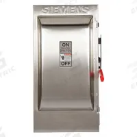 SIEMENS Safety Switch: Fusible, 200 A, Single Phase, 240V AC, 304 Stainless Steel, Indoor/Outdoor (MPN HF224S). Key specifications — Brand: SIEMENS.
